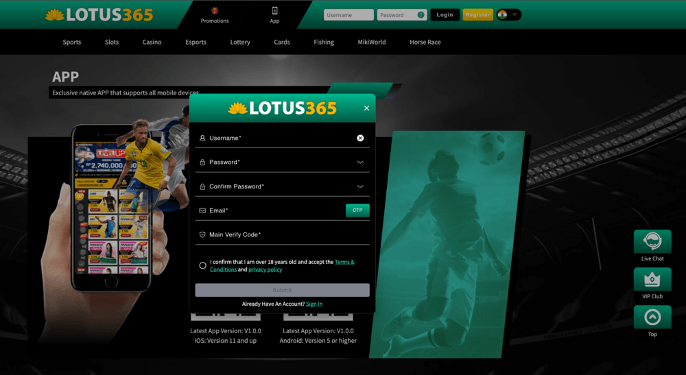 Lotus365 Registration